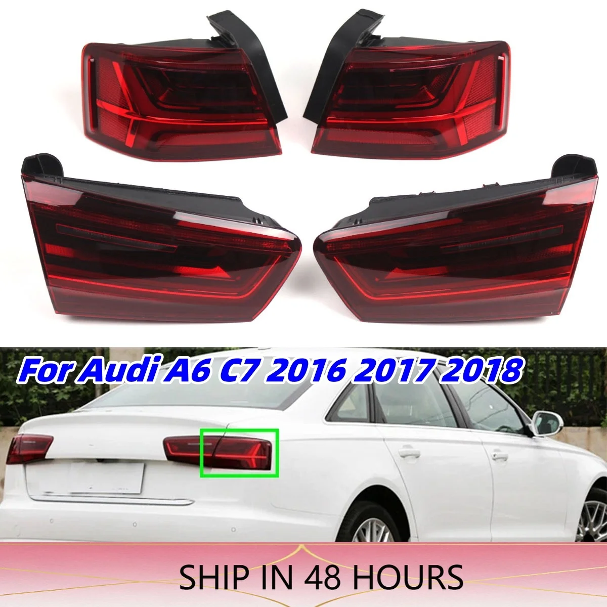 New Tail Light for Audi A6 C7 2016-2018 Rear Signal Light Rear Lamp Cover Trim Exterior Lighting Accessories LED Break Sedan