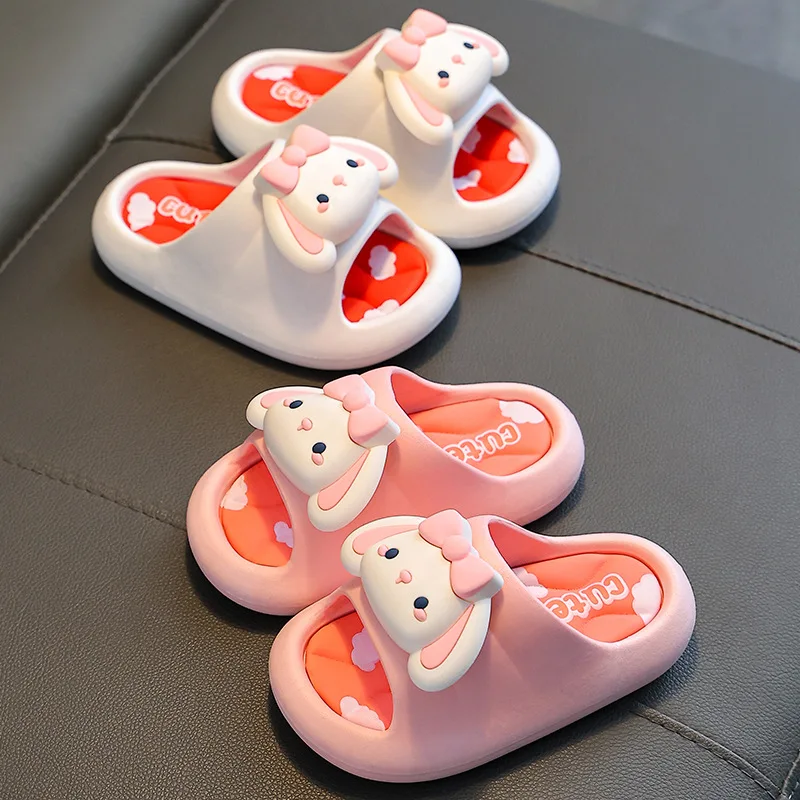 슬리퍼 Kid Slippers for Girl Thick Sole Home Shoes Summer New Flip-flops EVA Soft Non-slip Slippers Cute Cartoon Kids Shoe Pantufa