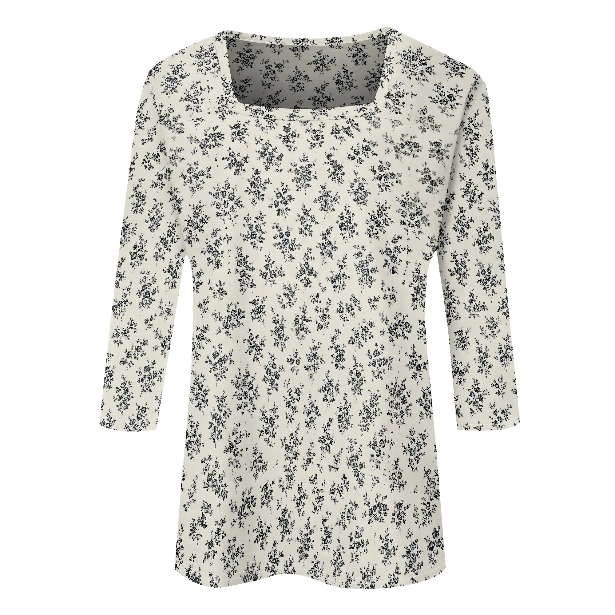 Top da donna con maniche a 3/4 lunghe, collo quadrato, camicie casual carine, camicette eleganti di tre quarti di lunghezza, tuniche da allenamento