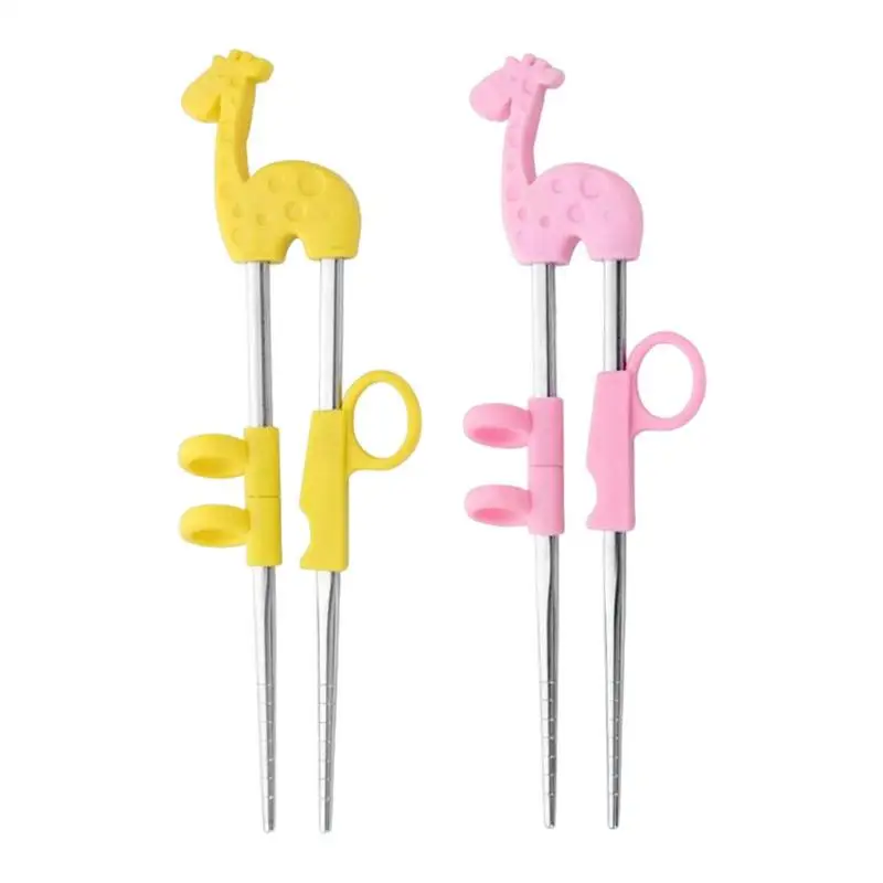 Kids Chopsticks Stainless Steel Cartoon Animal Training Chopsticks Set Detachable Non-slip Baby Chopsticks For Beginners