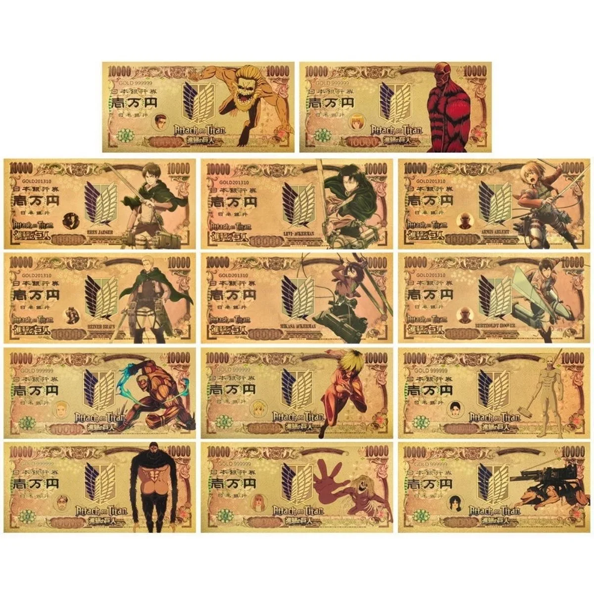 Bandai Todo tipo Billetes de ataque a los Titanes de Japón Billetes de anime para colección