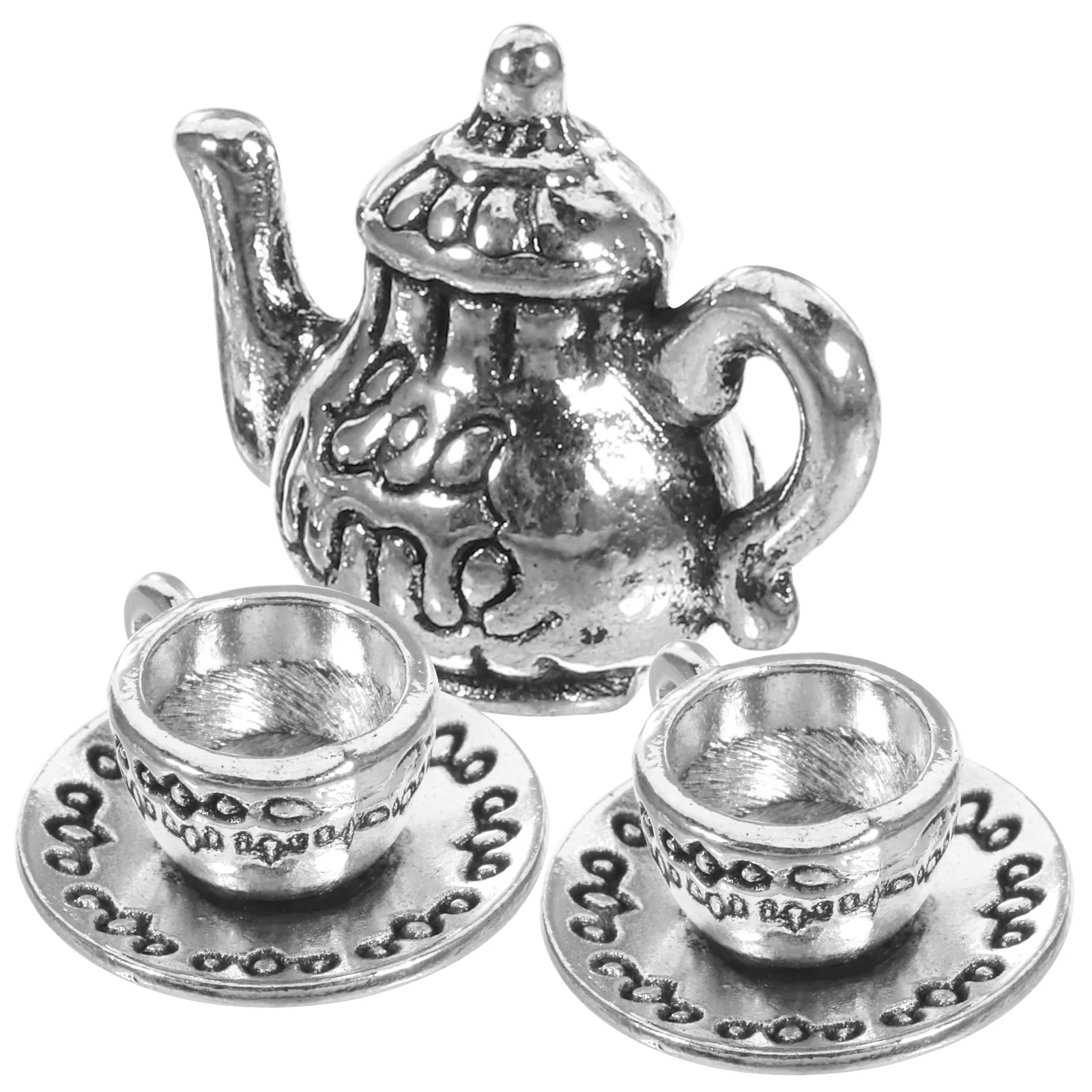 

1 set 1 Set Mini Tea Pot 3-Piece Miniature Metal Teapot Decor Kitchen Tea Kettle For House Desktop Ornament Vintage Accessories