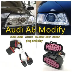 Car Headlight Modification Upgrade Special Transfer Wiring Adapter Harness For Audi A6 From 05-08 Xenon To 09-11 Xenon