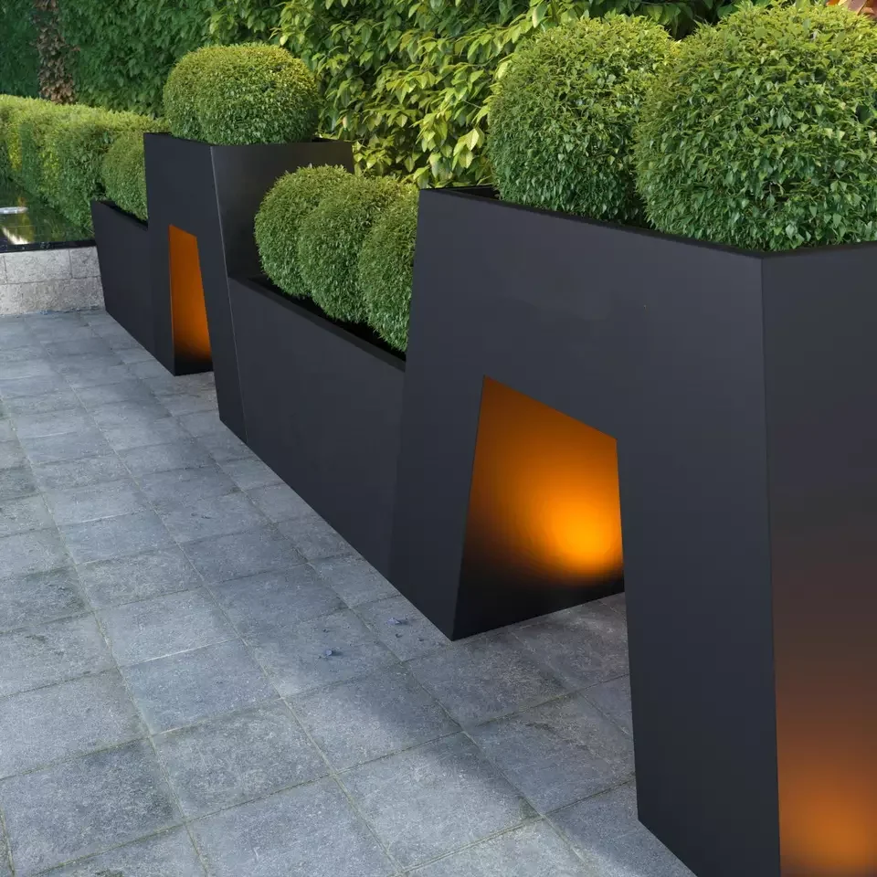 Steel Outdoor Plant Box Custom Garden Plant Flower Pots Outdoor Box Steel Cube Planter