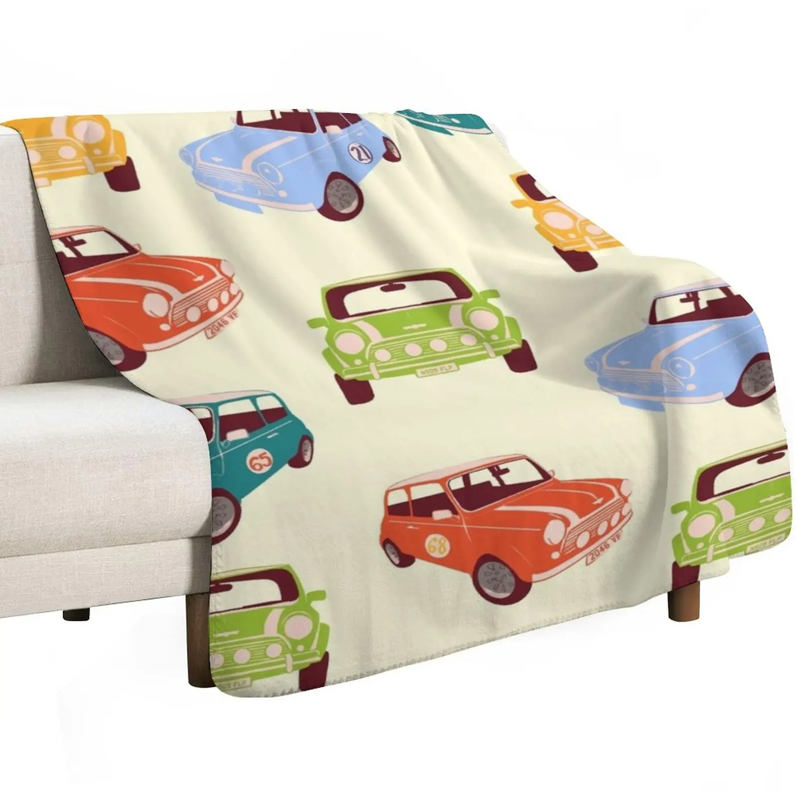 Multicoloured Mini Coopers Throw Blanket Ultra Soft Flannel Fleece Blanket for All Seasons