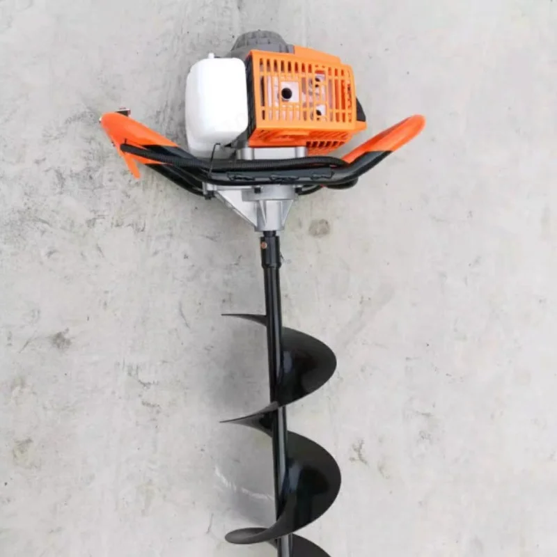 5.2kw Earth Auger Post Hole Digger, 198CC 2 Stroke Petrol Soil Drill, Landscaping Fence Installation Equipment