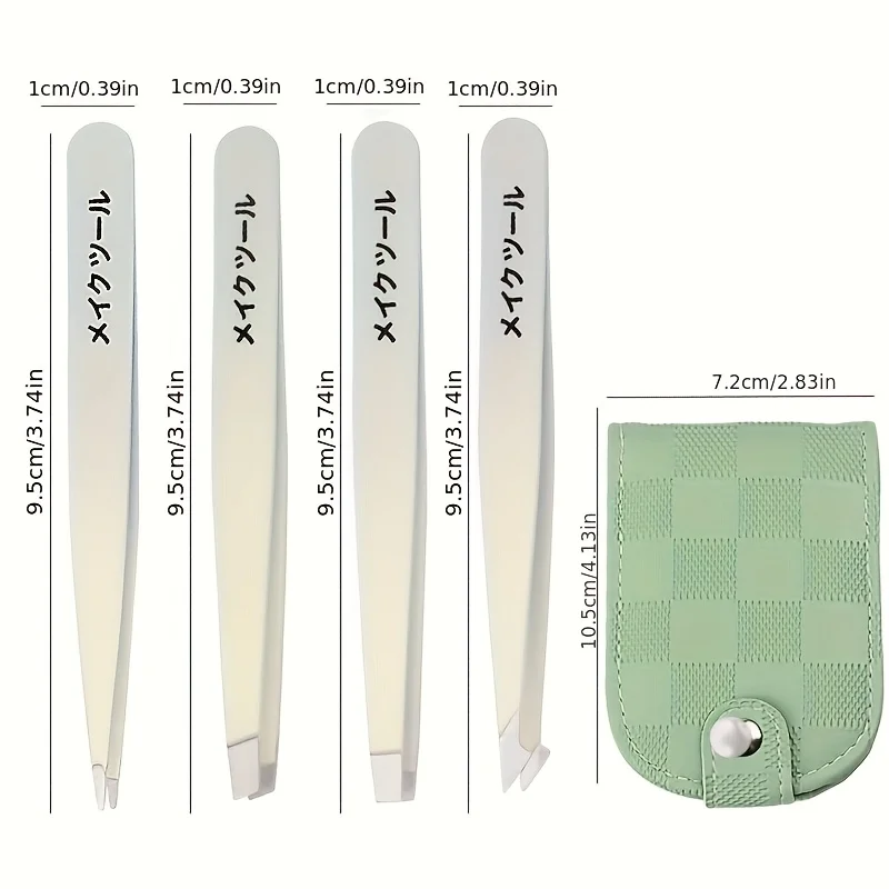 مجموعة ملاقط متدرجة الألوان من الفولاذ المقاوم للصدأ مكونة من 4 قطع - إزالة شعر الحاجب واللحية والشارب المنحنية بدقة - قبضة مريحة، و #6