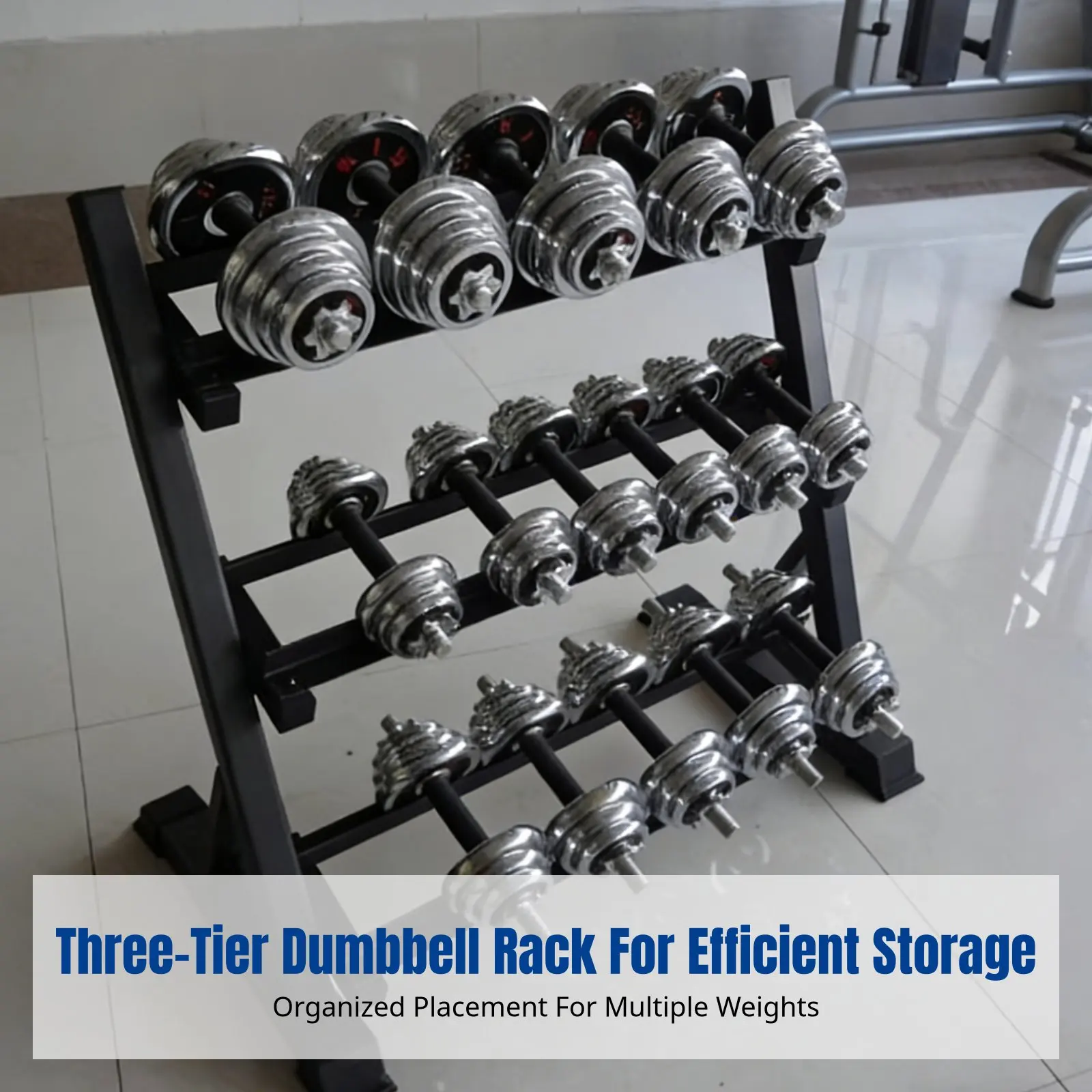 

Adjustable Dumbbell Rack, 3-Tier Storage Stand, Home Gym Weight Organizer, Heavy-Duty Steel, Multitier Dumbbell Holder,