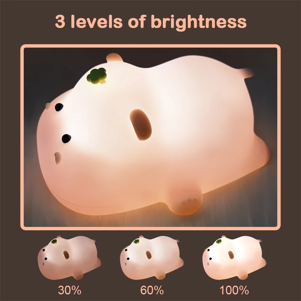 Cute Panda Night Light LED Novelty Lamp 3 Level Dimmable Nursery Nightlight Rechargeable Touch Lamp for Baby Kids Decor