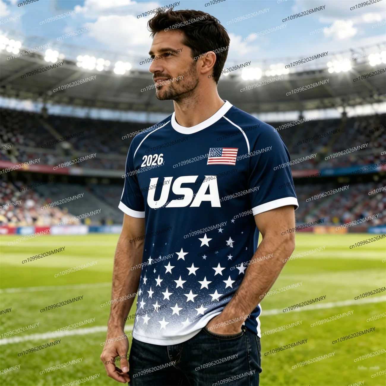 Camiseta con Emblema de la Bandera de América 2026, Jersey para Fanáticos, Camiseta de Fútbol Americano para Hombre, Camisetas de Moda para Hombre, Jersey de EE. UU., Ropa Masculina