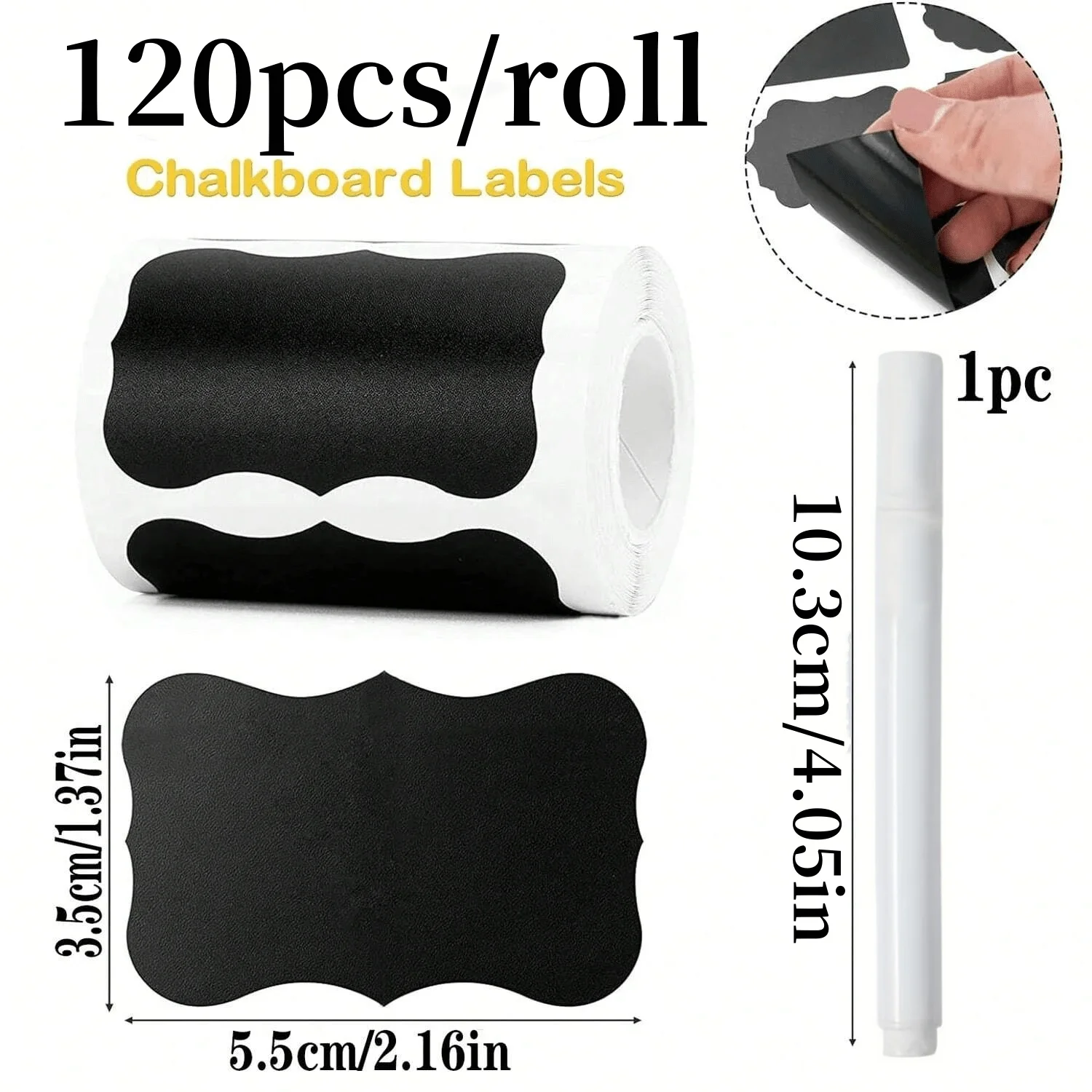 120Pcs/Roll Removable Blackboard Stickers With Erasable Pen Waterproof Chalkboard Labels Home Kitchen Spice Jars Bottles Tags - Image 4