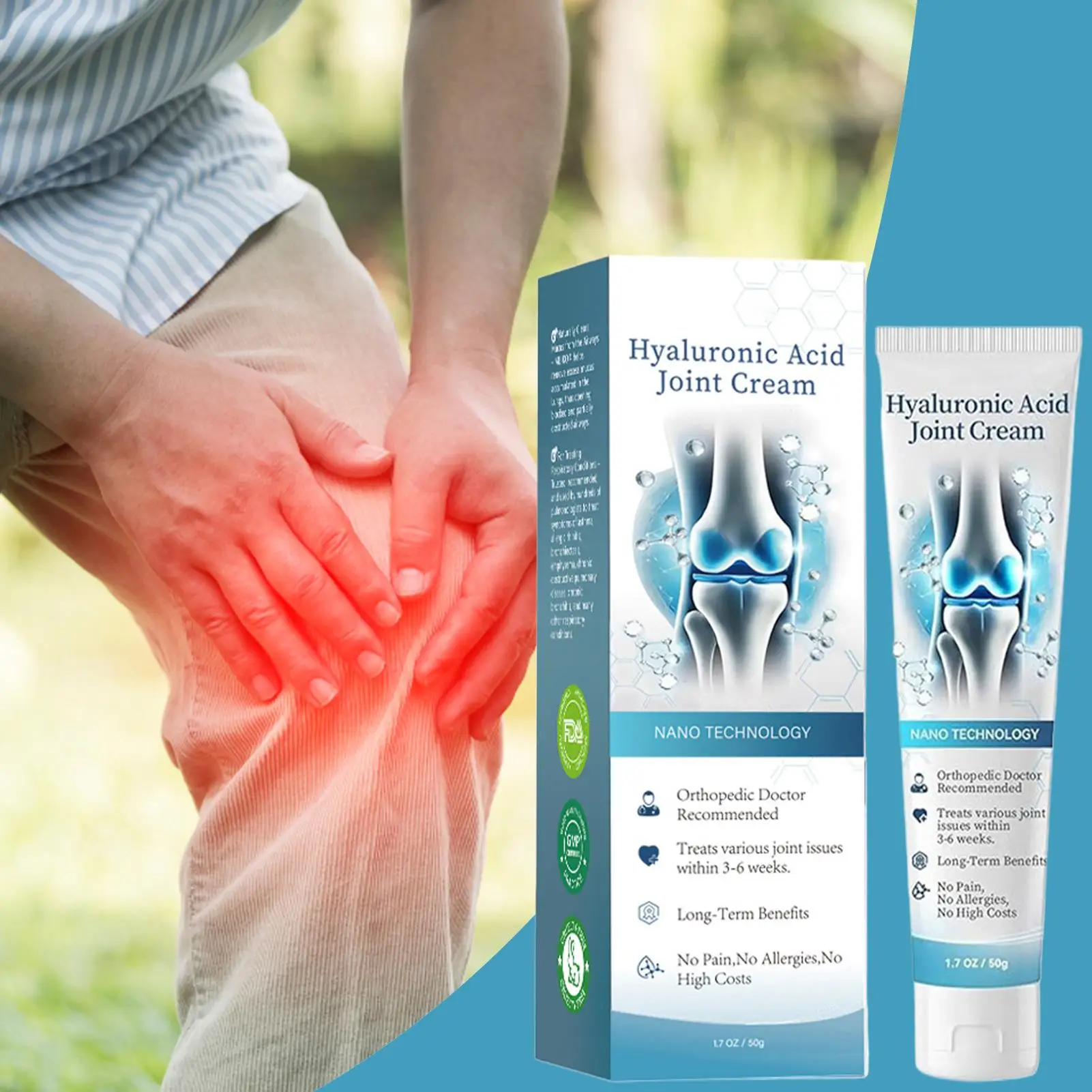 50g Joint Cream Natural Fast-Absorbing Body Massaging Joint Gel for Knees Hands Legs Wrists Feet Men Women Adults Athletes