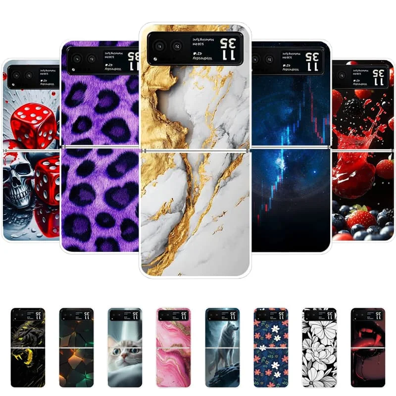 Para Motorola Razr 40 transparente duro plegable patrón de lujo para Motorola Moto Razr 40 cubierta transparente moto Razr40 razr40 funda de teléfono