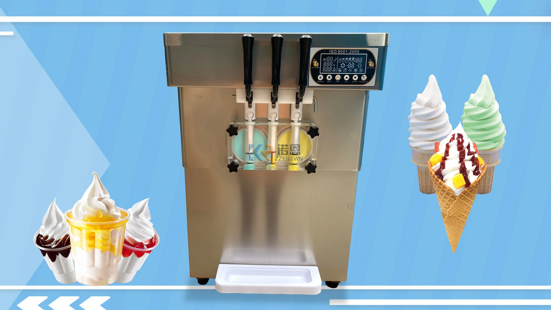 2023 comercial 3 sabores macio servir sorvete que faz a máquina para venda europa grau alimentício aço inoxidável elétrico frutas gelato m