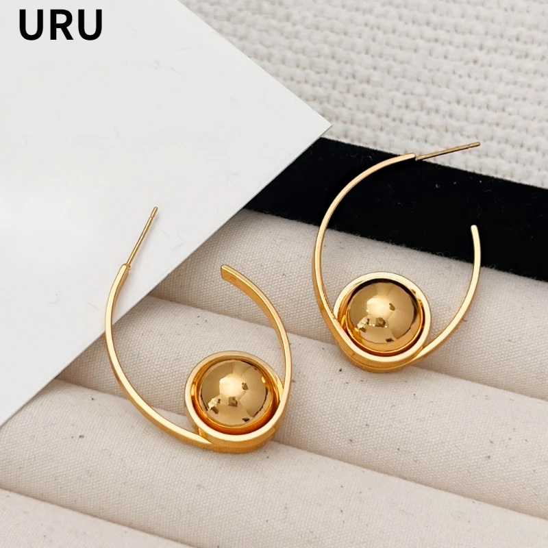 Modern Jewelry Sweet Korean Temperament Metal Geometric Round Earrings For Women Party Gifts Simply Design Ear Accessories
