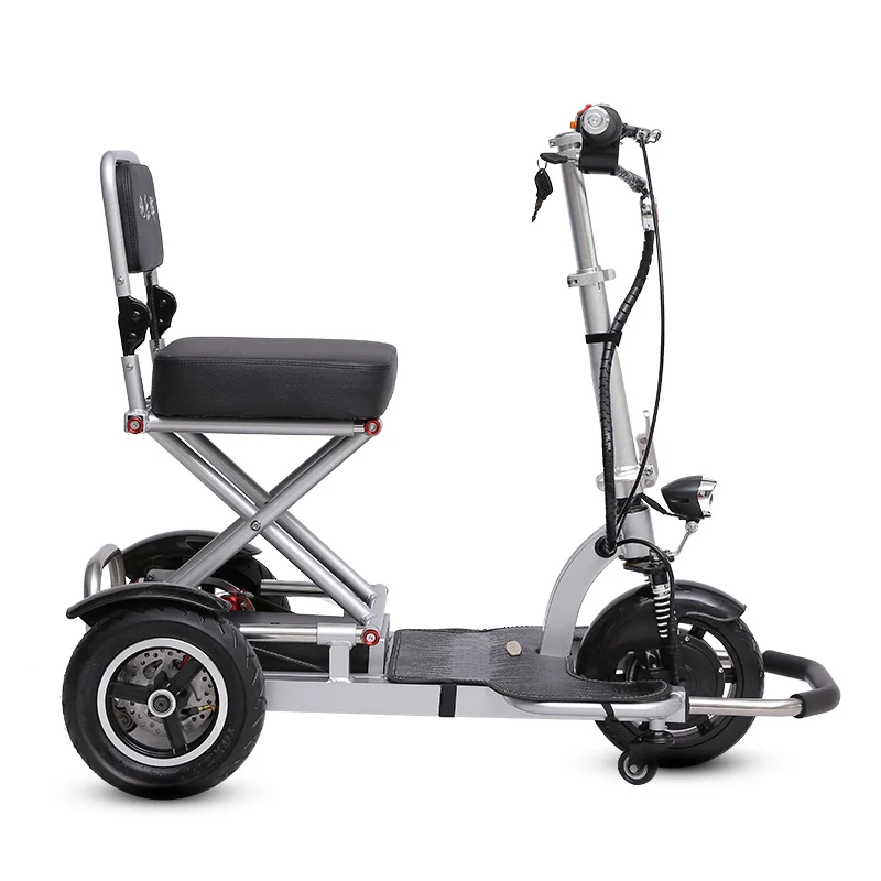 Folding electric tricycle to help the elderly with disabilities