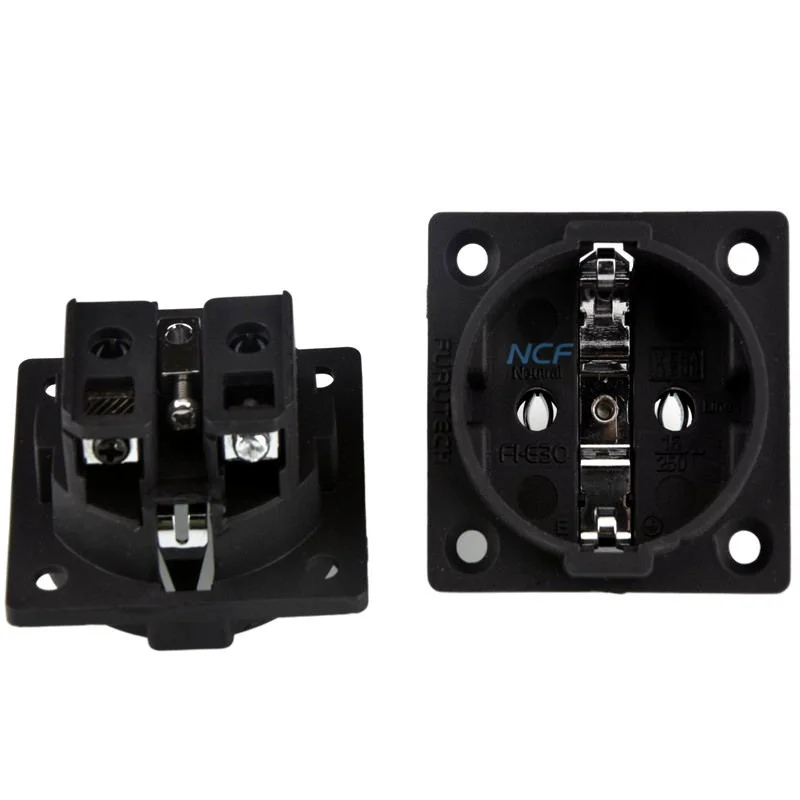 QINCROWN FI-E30 NCF Nano Socket Copper Plated Rhodium AC EU Hifi 2 pin IEC Inlet Power Plug Schuko Chassis Socket