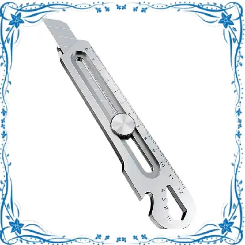 6 In 1 Multifunction Stainless Steel Utility Knife Tail Break Design/Ruler/Bottle Opener Retractable Box Cutter