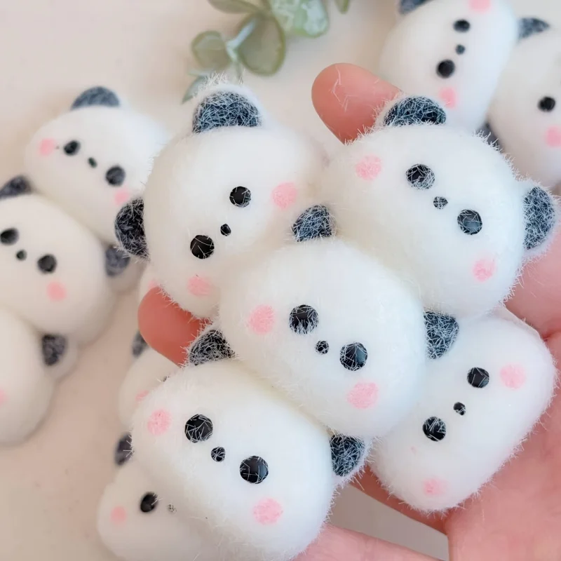 Trois Panda mignon connecté tête à tête, endormi, peluche douce, jouet à presser, couleur blanche, pour Halloween, pâques, cadeau du nouvel an