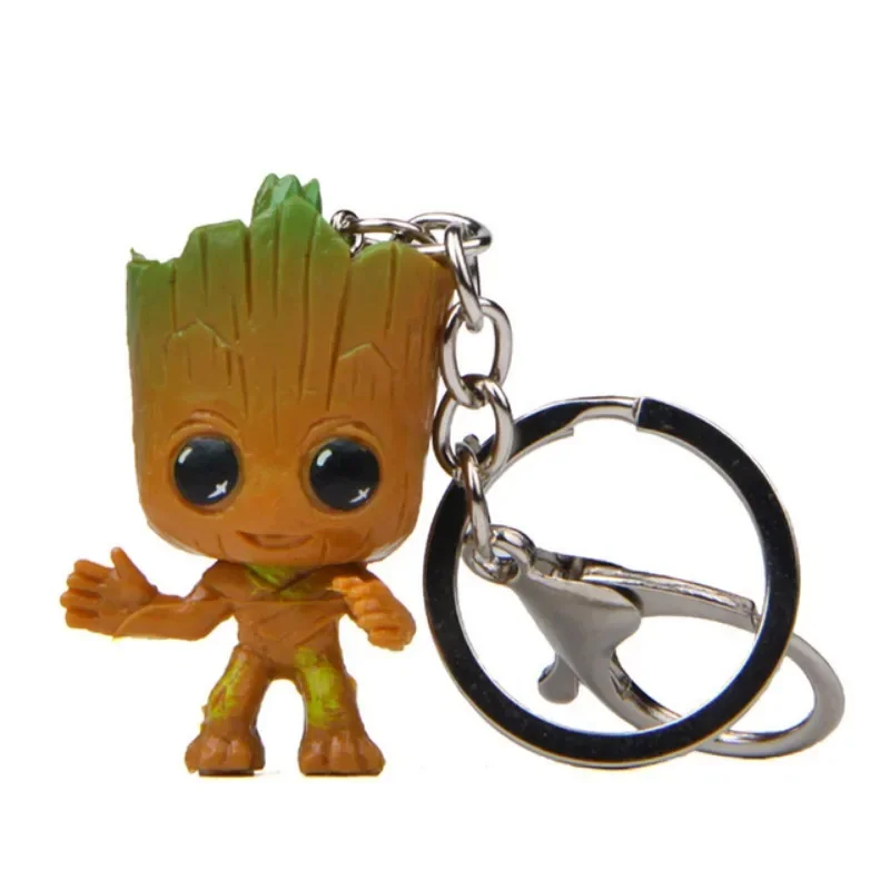 Anime kawaii spiderman dos desenhos animados groot chaveiro figura carro pingente crianças jóias acessórios brinquedos anime chaveiro presente