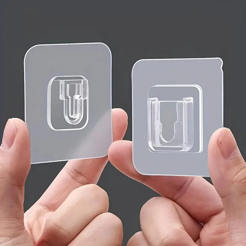 Double Sided Adhesive Wall Hooks Hanger Strong Transparent Suction Cup Storage Socket Hooks Bathroom Kitchen Bedroom Hook Kit