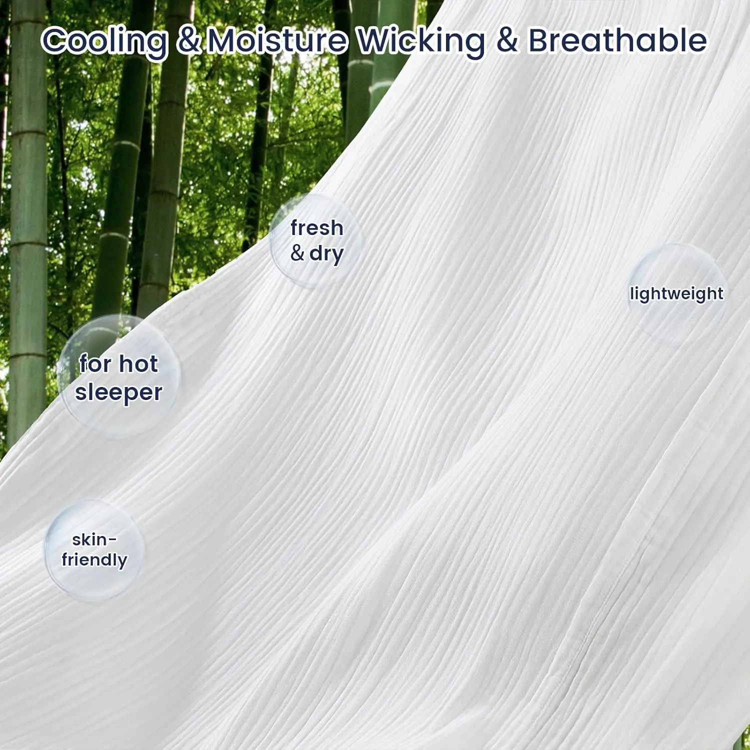 Cooling Muslin King Blanket for Hot Sleepers, 60% Rayon from Bamboo 40% Cotton, 4-Layer Gauze, 108"x90", White - view 6