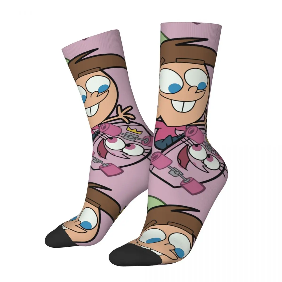 Funny Happy Skater Timmy Men's Socks Vintage Harajuku The Fairly Odd Parents Hip Hop Novelty Pattern Crew Crazy Sock