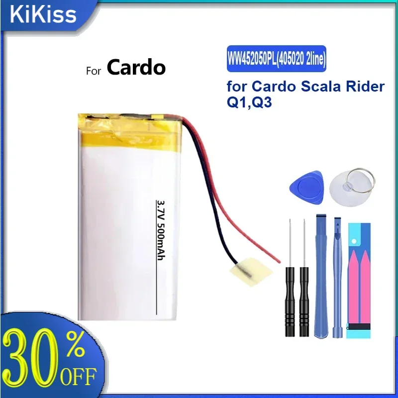 Battery 500mAh WW452050PL (405020 2line) for Cardo Scala Rider Q1 Q3 FM Q-Solo Headset