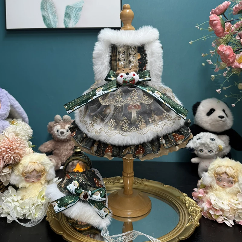 

Рождественская одежда с принтом лося для собак, хлопковое теплое плюшевое праздничное платье ручной работы для маленьких и средних собак, щенок чихуахуа