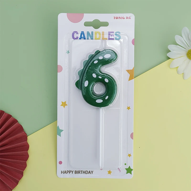 Green Dinosaur Numbers 0-9 Happy Birthday Cake Candle Children Prince Party Cartoon Dinosaur Cute Candle Decoration