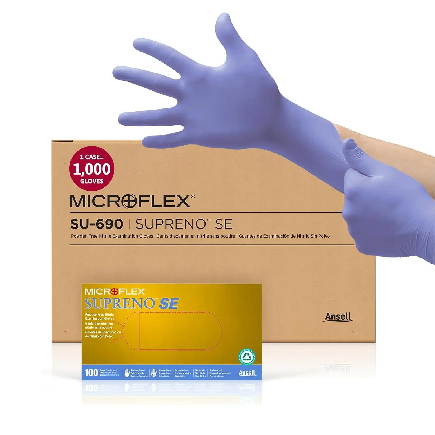 

Перчатки нитриловые Microflex Supreno SE, без пудры, длина 9,6 дюйма, толщина 4,7 мил, размер X-Large (упаковка 1000 шт.)
