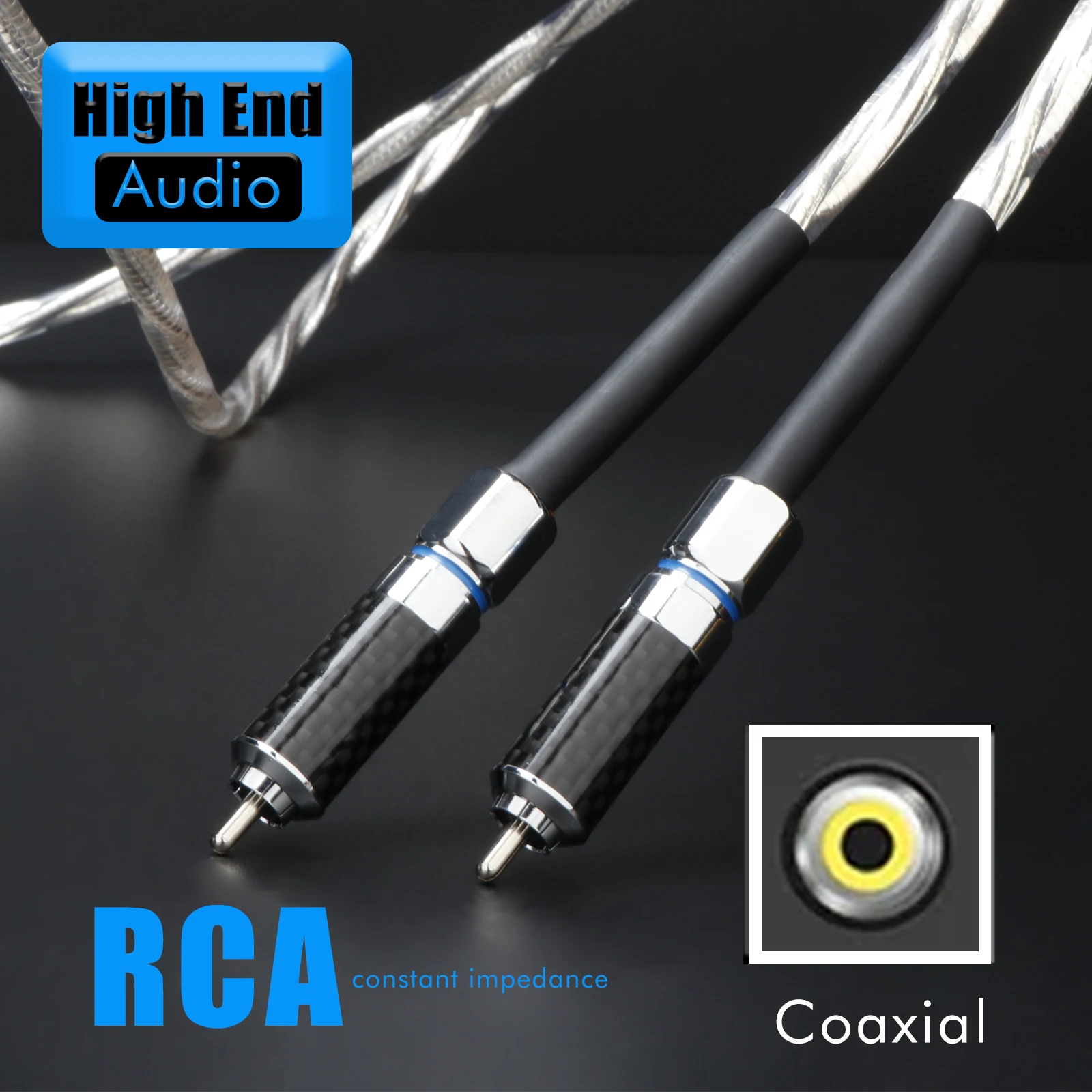 

Preffair HIFI 2core 6N OCC Silver-plated 2RCA To 2RCA Audio Cable with Carbon Fiber RCA Connecto For Amplifier DAC Speaker DVD