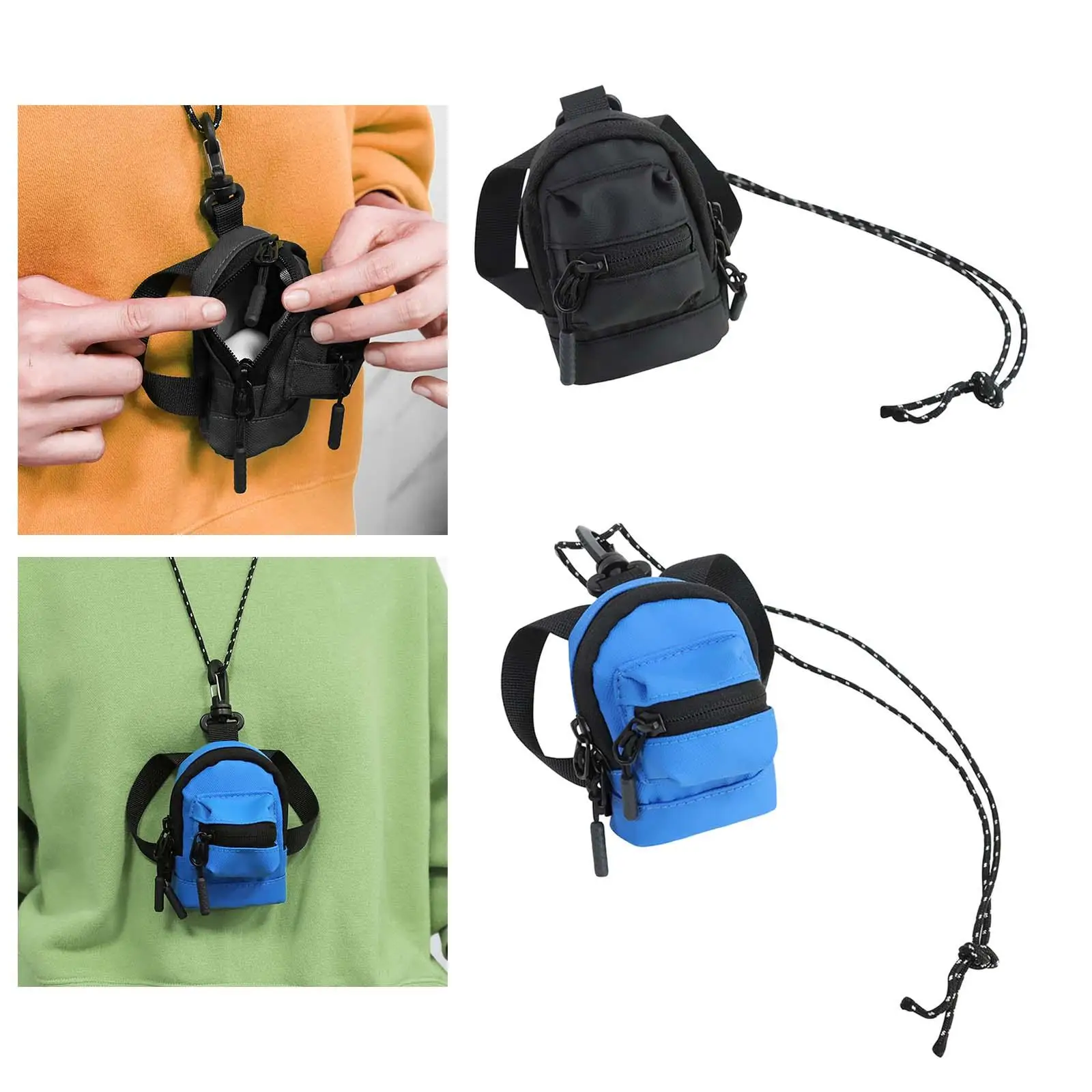 Hanging Neck Pouch Card Holder Oxford Cloth Earbud Case Key Earphone Storage Bag for Walking Hiking Camping Outdoor Fishing