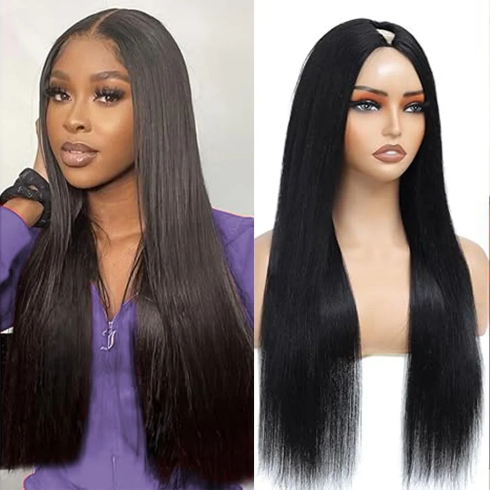 220 밀도 V 부분 스트레이트 인간의 머리 가발 16-38 인치 업그레이드 여성을위한 브라질 글루리스 가발 100% 가발 인간의 머리카락