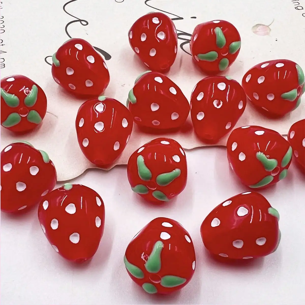 Acrylic Straight Hole Fruit Strawberry Beads for DIY