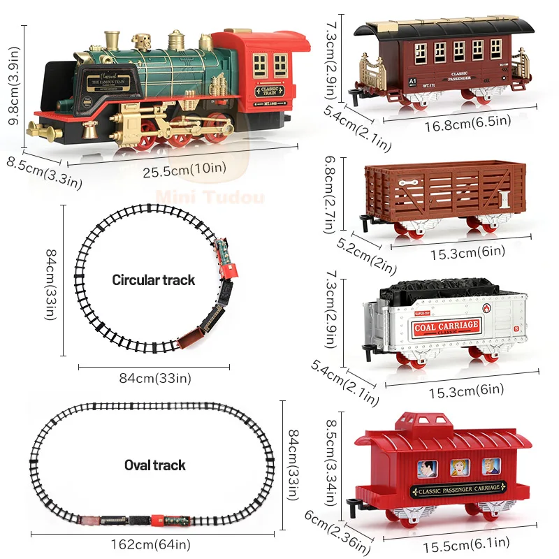 Remote Control Track Train Car Classical Simulation Water Steam Electric Railway Set Christmas Gift Educational Toy For Children