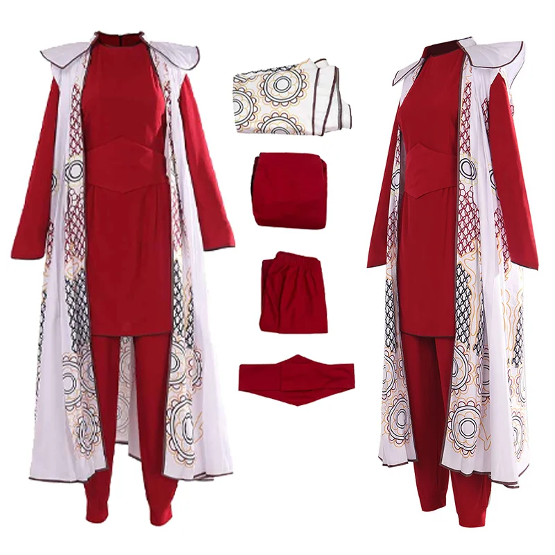 

Leia Cosplay Costume Red Top Pants Outer Robe Outfits Women Princess Halloween Clothing Dress Up Carnival Party Disguise