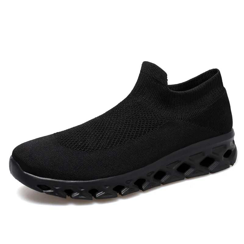 NewMen Socks Sneakers Black White Man Fashion Casual Shoes Breathable Mesh Comfortable Light Slip-on Flat Shoes Loafers