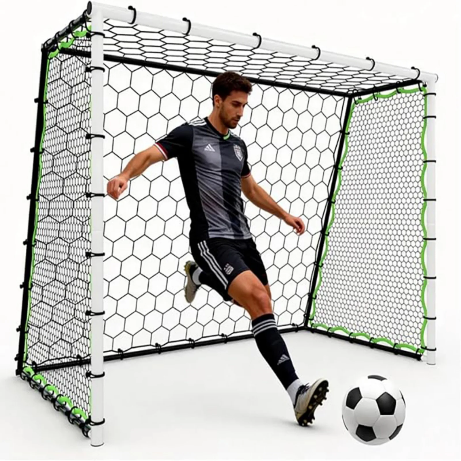 

Soccer Goal Rebounder Trainer 3-in-1 Net,Large Ultra-Responsive Rebound Net with Ground Stakes for Football Soccer Practice