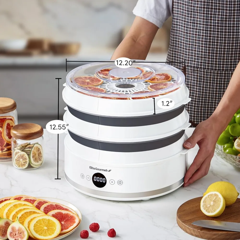 Digital Food Dehydrator with 5 Collapsible BPA Free Trays Adjustable Timer Temperature Control for Jerky Herbs Fruit
