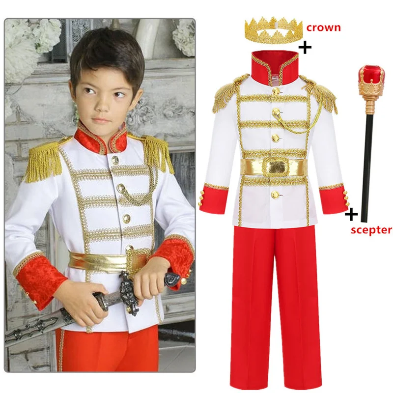 Kids Prince Charming Costume Children Halloween Cosplay The King Costumes Fantasia Boys Birthday Party Cosplay Christmas Set