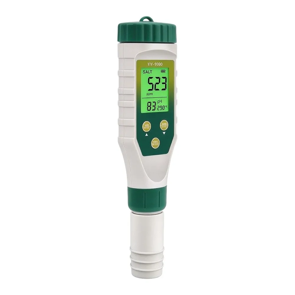 5-in-1 Water Parameter Tester for Aquariums and Pools Measures pH Salinity Temperature and ORP with Dual Power Option