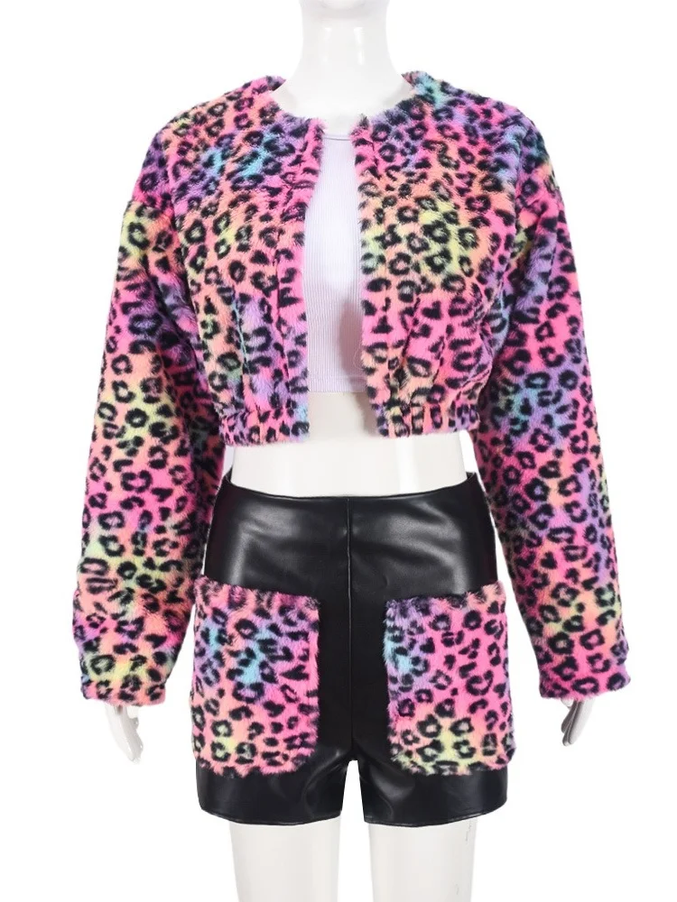 Wmstar ชุดสองชิ้นขายส่ง PU Patchwork ชุดสั้นอบอุ่นแฟชั่นหนาสะดือ Cutouts สําหรับฤดูหนาวชุดจับคู่