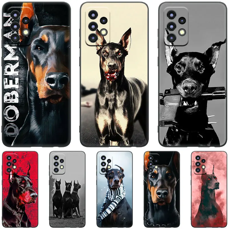 Doberman dog Black Case For Samsung Galaxy A04S A04E A12 A13 A14 A22 A23 A32 A33 A34 A50 A51 A52S A53 A54 A70 A71 A72 A73 5G