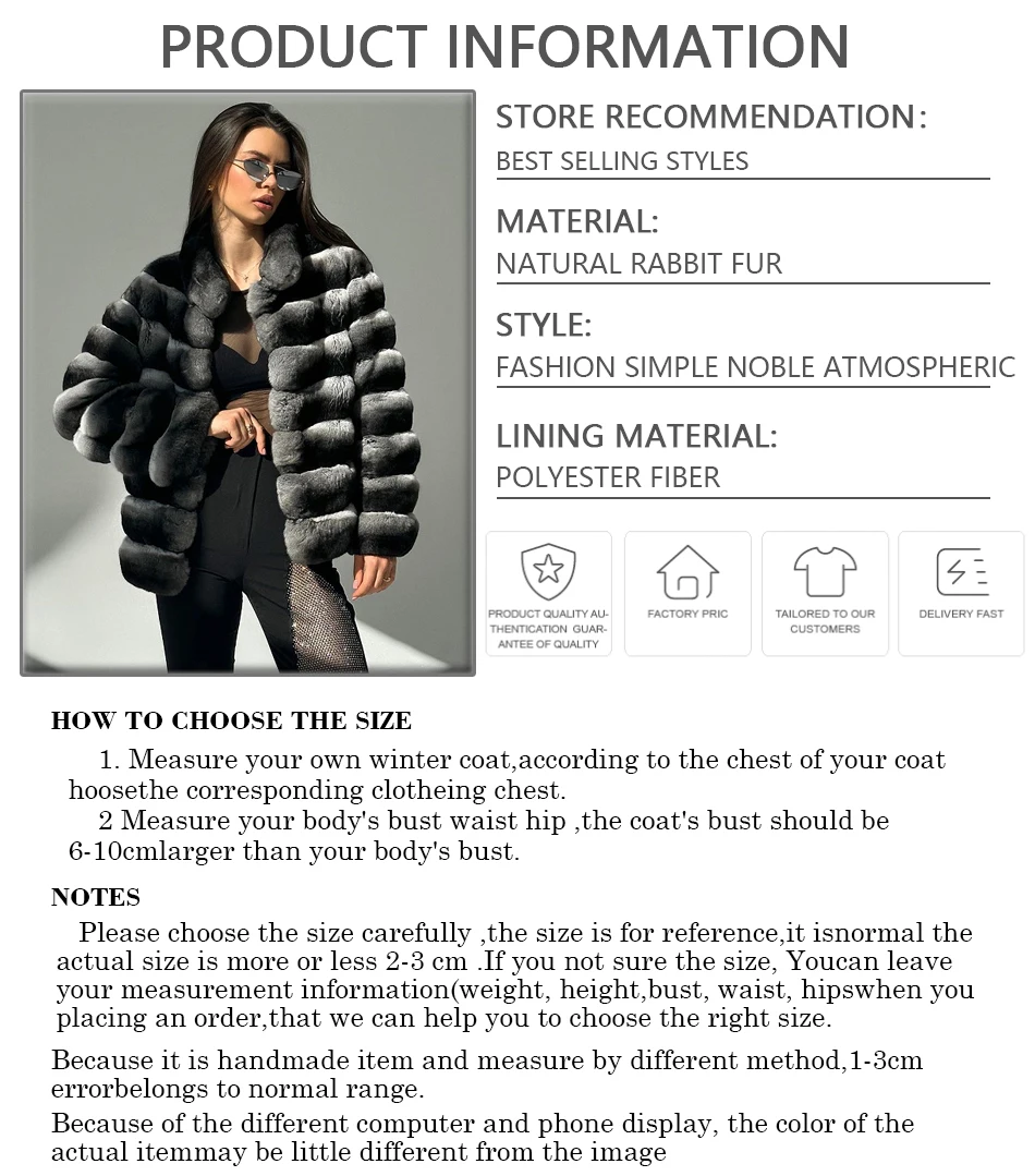 Fur Coat Women Real Chinchilla Rex Rabbit Fur Coats With Stand Collar Luxury Winter Natural Short Fur Jacket