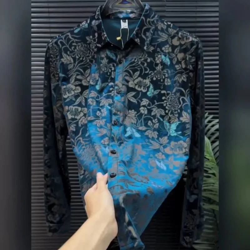 

Ранняя осень, новая деловая повседневная китайская рубашка с длинными рукавами и лацканами, мужская тонкая спортивная простая и универсальная тенденция