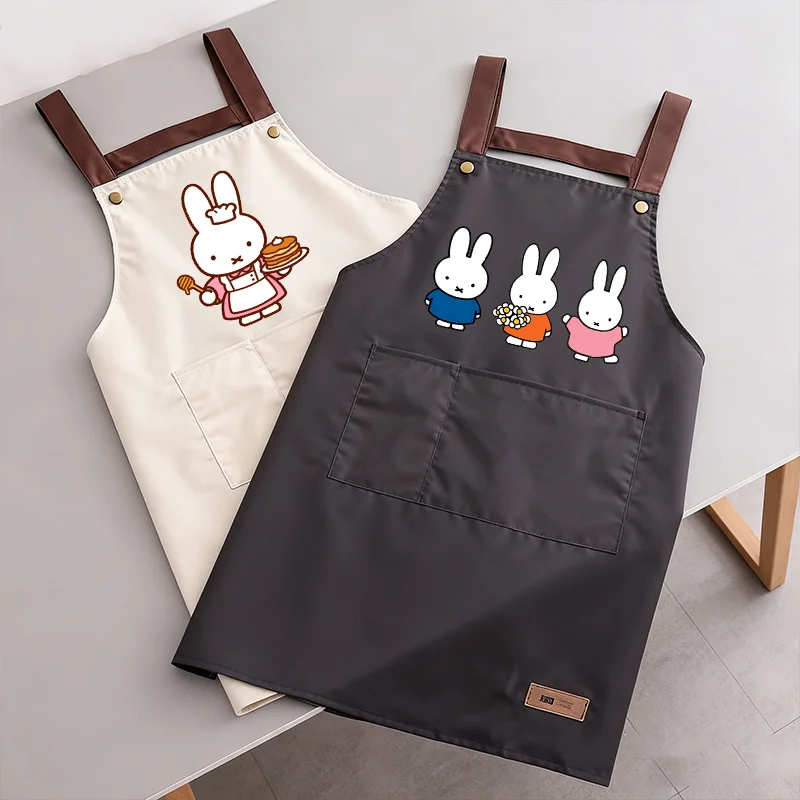 Miffys Kitchen Cooking Apron Men Women Cartoon Restaurant Anti Fouling Aprons Dinner Party Waterproof Oil-Proof Birthday Gifts