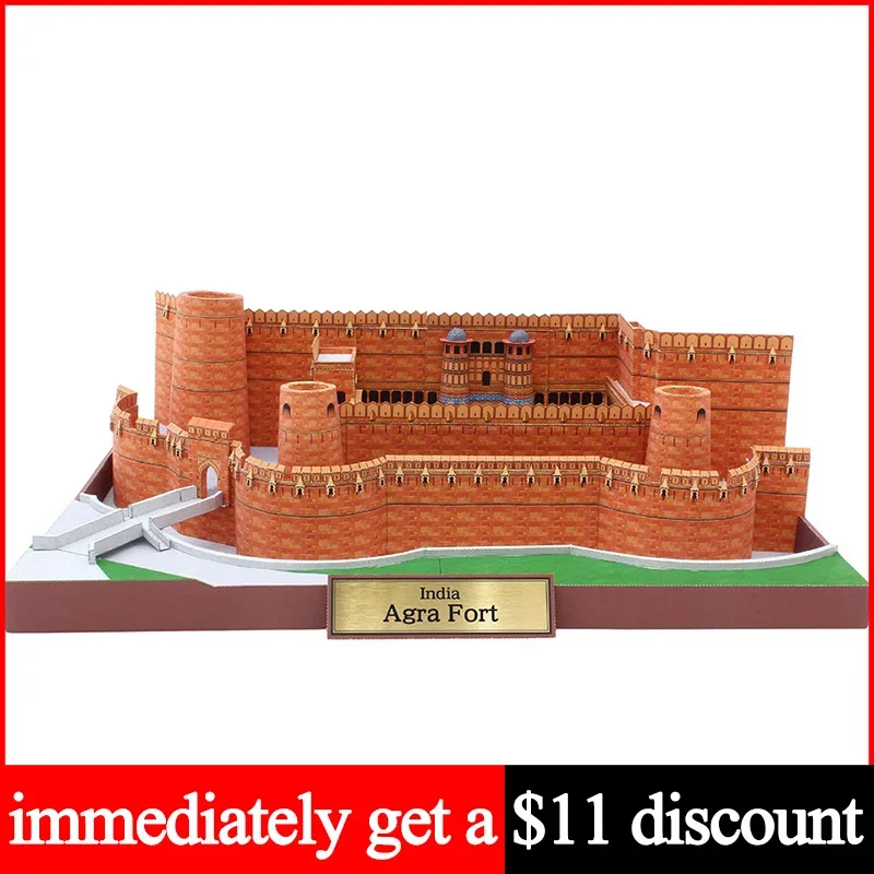 อินเดีย Agra Fort ที่สมจริงพับ 3D กระดาษ House Papercraft DIY Art Origami อาคารวัยรุ่นผู้ใหญ่ Handmade Craft ของเล่น QD-183