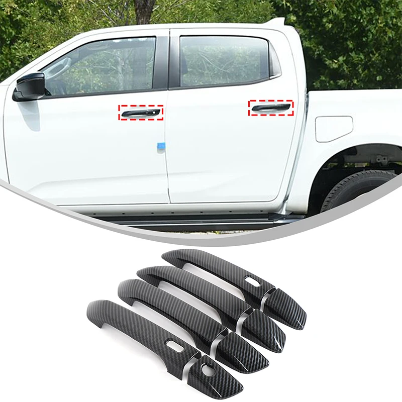 

ABS Plastic Carbon Fiber Car Side Door Handle Bowl Decoration Sticker Cover Trim Suitable for Mazda BT-50 BT50 lsuzu D-MAX 2021+