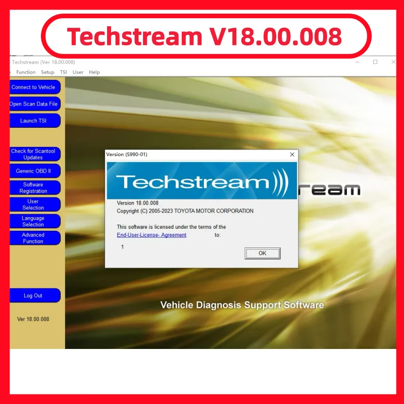 Hot Selling For TOYOTA TIS Techstream 18.00.008 + Techstream 17 Software Link and Active Code Work with MINI VCI MINIVCI